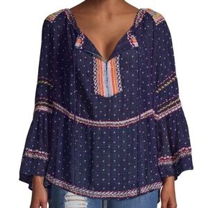 Free People Talia Embroidery Bell-Sleeve Top Size XS—Loose Fit—More Like a L